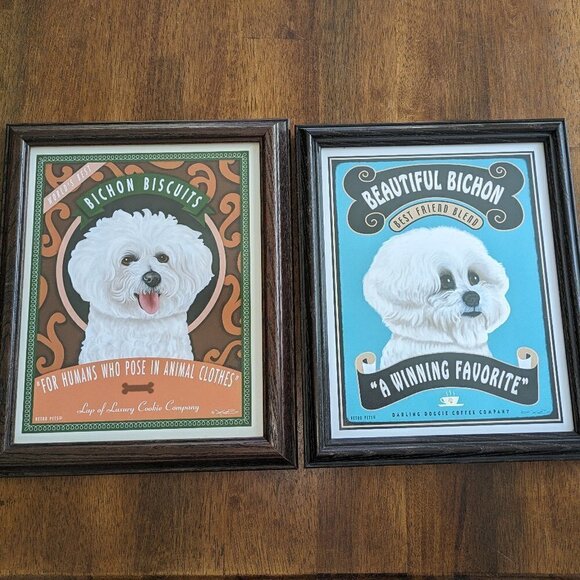 Bichon Frise Framed Retro Pets By Krista Brooks Art - Picture 8 of 8